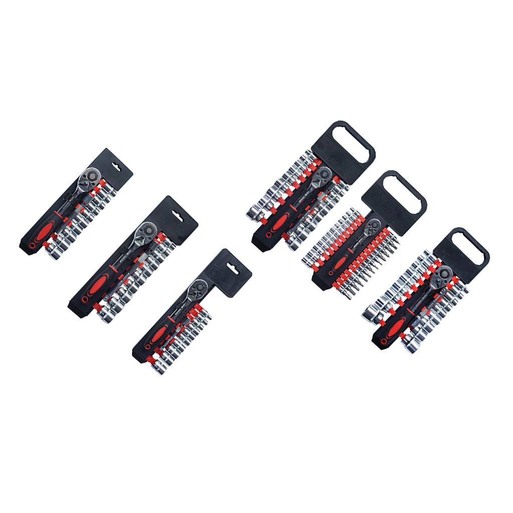 Ratcheting Socket Wrench Set - Quick Release Reversible Ratchet - Motor Repair Tools Combination Suit