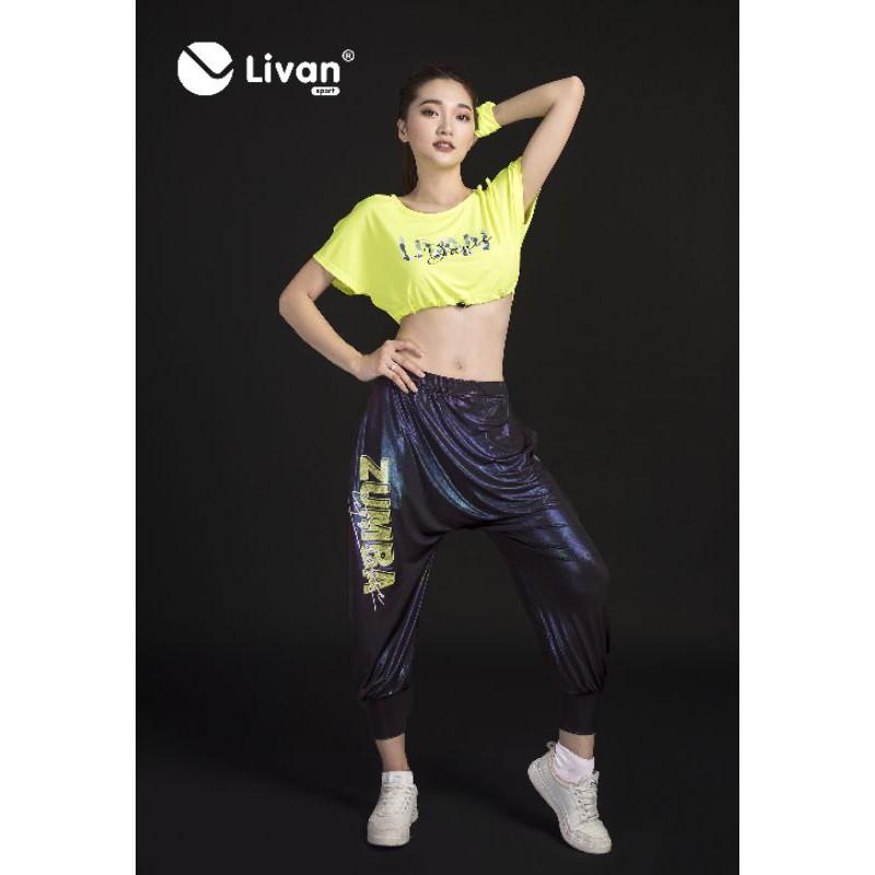 Quần Nhảy Zumba Nữ LIVAN SPORT Ánh Xanh Tím Lấp Lánh