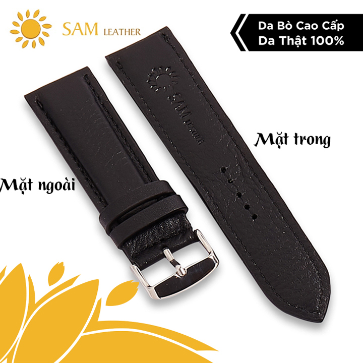 Dây đồng hồ da bò SAM Leather SAM009BW - Dây đeo đồng hồ bằng da cao cấp tương thích ( Apple 1,2,3,4,5 - Đồng Hồ cổ Điển - Các Loại Swatch )