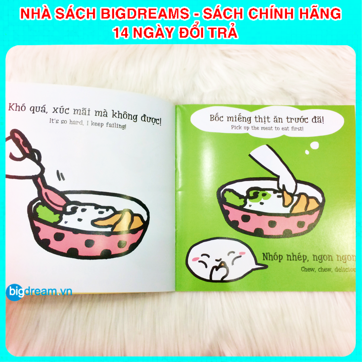 BẢN MỚI SONG NGỮ Miu Miu Tự Lập - Xúc Cơm Ăn Ehon Kĩ Năng Sống Cho Bé 1-6 Tuổi Miu miu hiểu chuyện Miu bé nhỏ