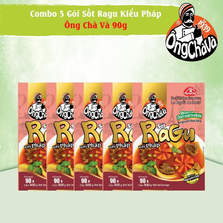 Combo 5 Gói Sốt RaGu Kiểu Pháp Ông Chà Và 90gr (Beef/Chicken Stew Sauce - Le Gagout De Boeuf)