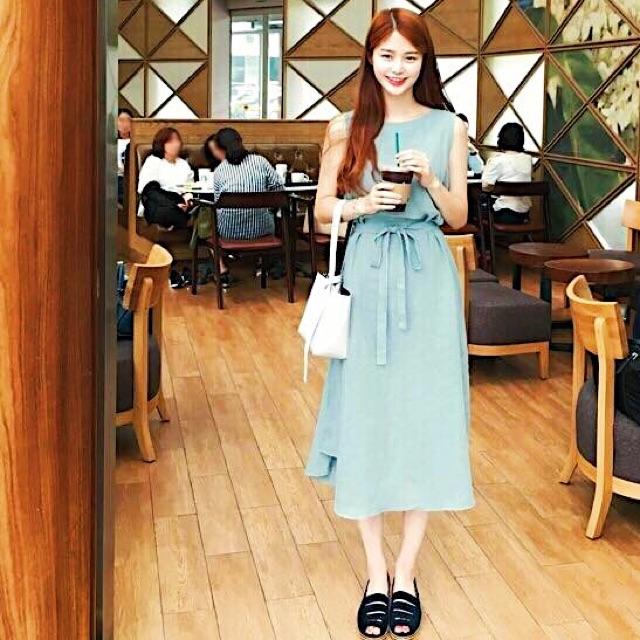 ĐẦM SUÔNG CÔNG SỞ NỮ Đầm váy mint cột eo