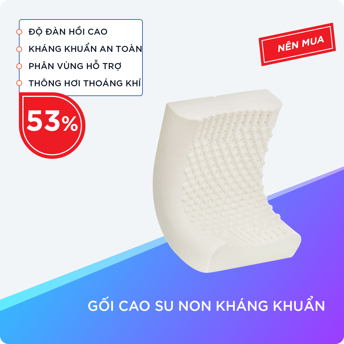Gối Cao Su Thiên Nhiên Kháng Khuẩn, Mềm Mại Và Đàn Hồi Giúp Giấc Ngủ Ngon Hơn