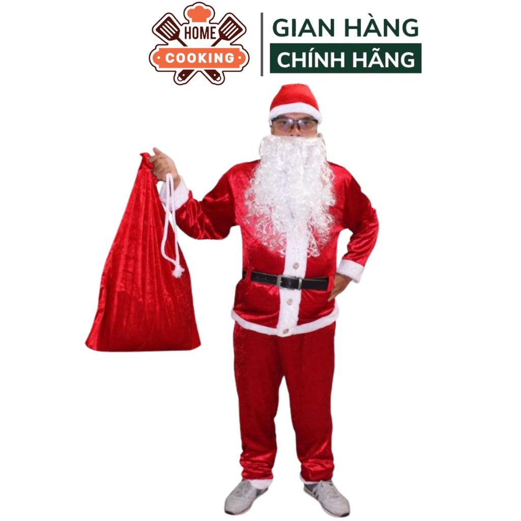 Bộ quần áo hoá trang ông già noel 6 chi tiết cho người lớn và trẻ em, chất liệu cao cấp bền đẹp