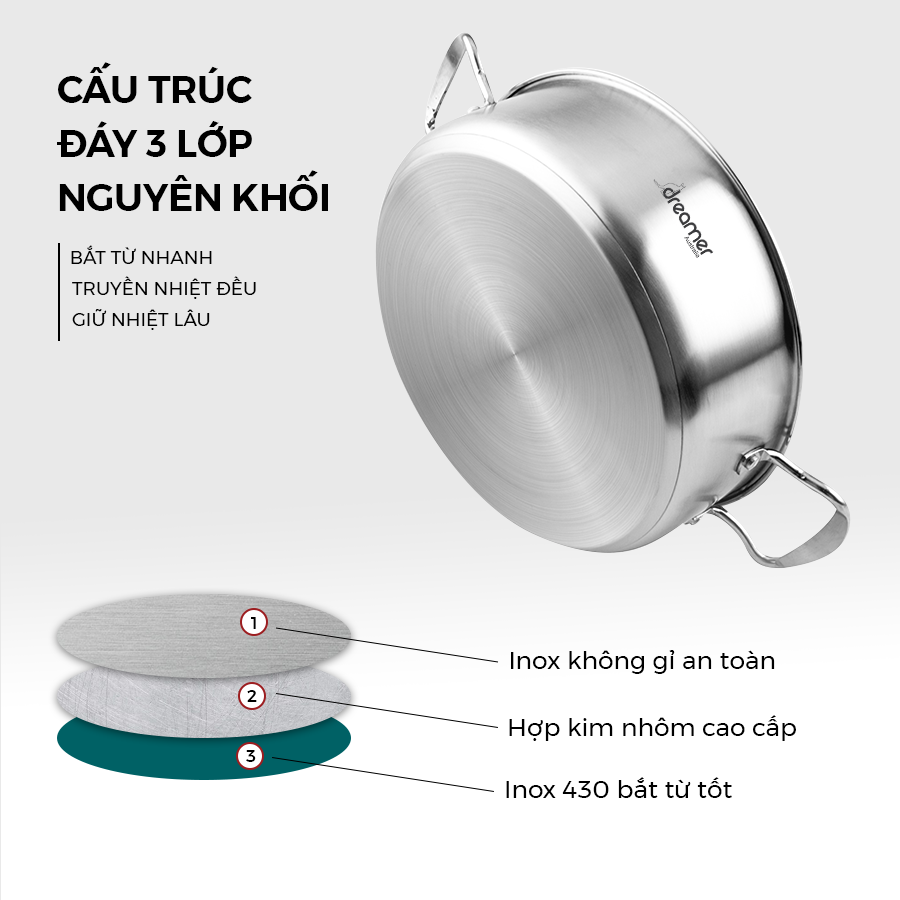 [MUA 1 TẶNG 1] Nồi lẩu đáy từ cao cấp DREAMER DKW-HPL125W có kèm nắp thuỷ tinh, Bảo hành 18 tháng, Hàng chính hãng