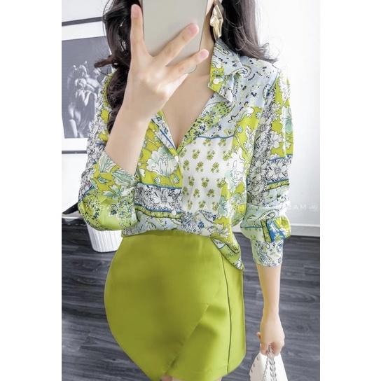 Áo Sơ Mi Nữ Tay Dài Hoa Hồng Đỏ Lụa Latin Cao cấp size đến 75kg