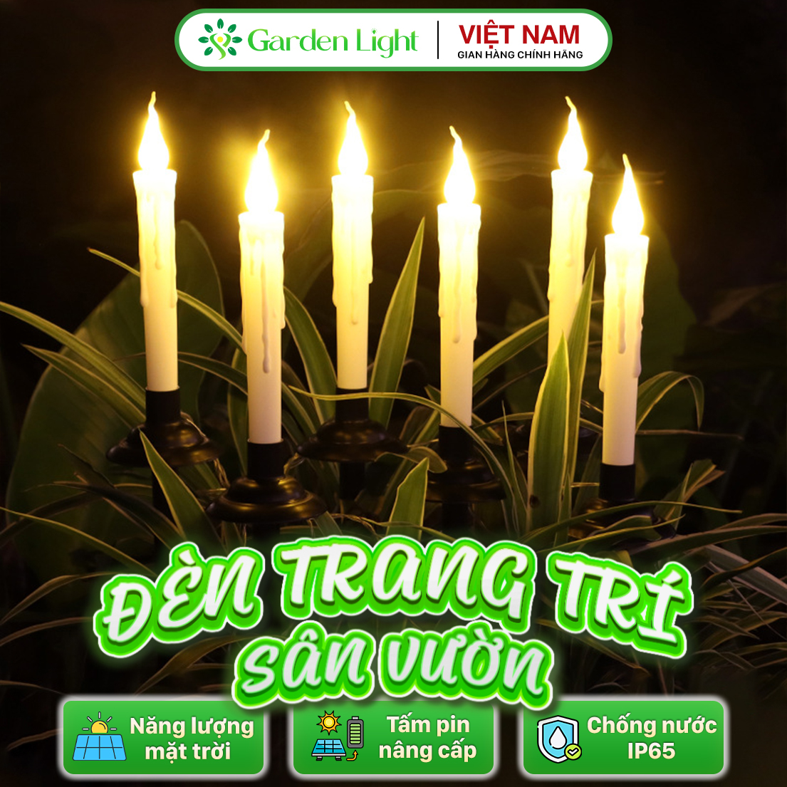 Đèn trang trí năng lượng mặt trời hình nến, tích kiệm điện, bóng siêu sáng, chống thấm nước - DA3137