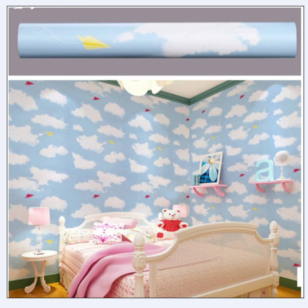 Cuộn 5m Decal Giấy Dán Tường Bầu trời xanh mây trắng
