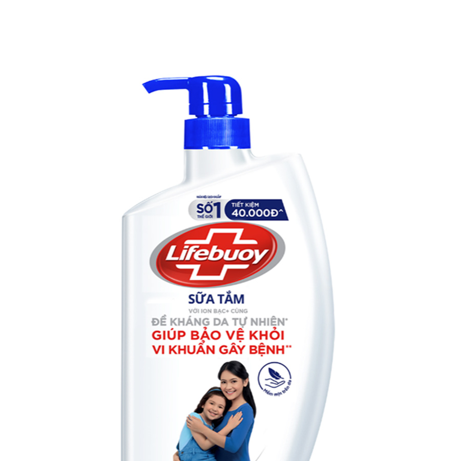 Sữa Tắm Lifebuoy Sạch Khuẩn Chăm Sóc Da Ngăn Ngừa Vi Khuẩn Lây Lan Với Ion Bạc+ Hỗ Trợ Cùng Đề Kháng Da Tự Nhiên 850G