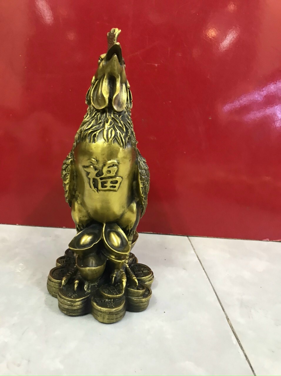 Gà phúc 2 lai - Gà mâm và ng nhỏ - Tượng phong thủy (kt 28x19cm)