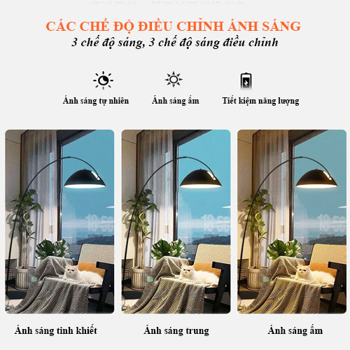 Hình ảnh Đèn Cây Đứng Trang Trí Phòng Khách, Đèn đọc sách decor Phòng Ngủ Kèm Đèn LED - A42