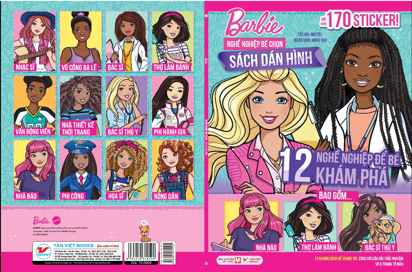 Barbie Nghề Nghiệp Bé Chọn - 12 Nghề Nghiệp Để Bé Khám Phá - Sách Dán Hình Với hơn 170 Sticker !