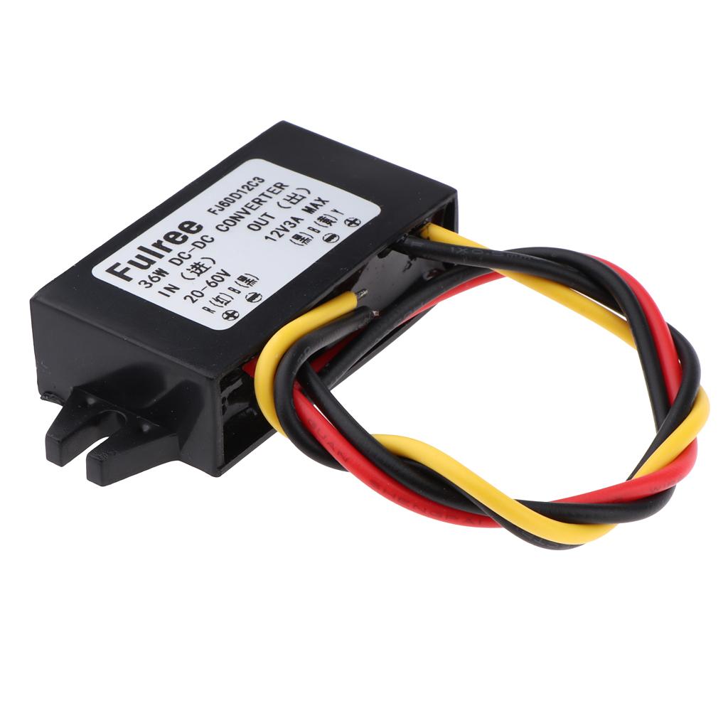 Auto Vehicle Voltage Reducer DC-DC Buck Converter 20-60V to 12V Step-down Voltage Regulator 3A/36W Power Supply Module for Car Waterproof