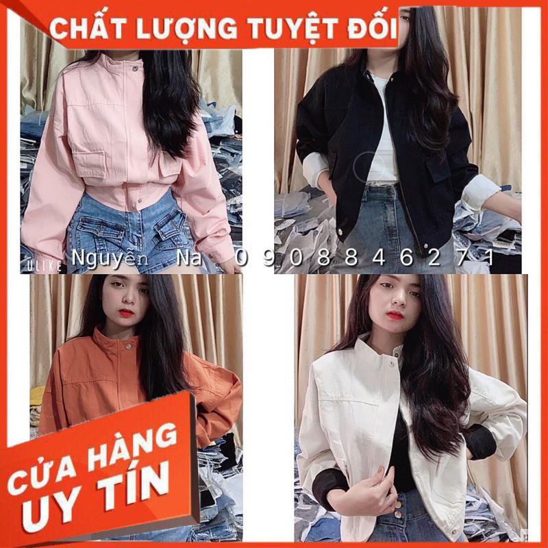 KHOÁC JACKET KAKI CỔ TRỤ PHỐI KHOÁ KÉO - ảnh thật toàn bộ
