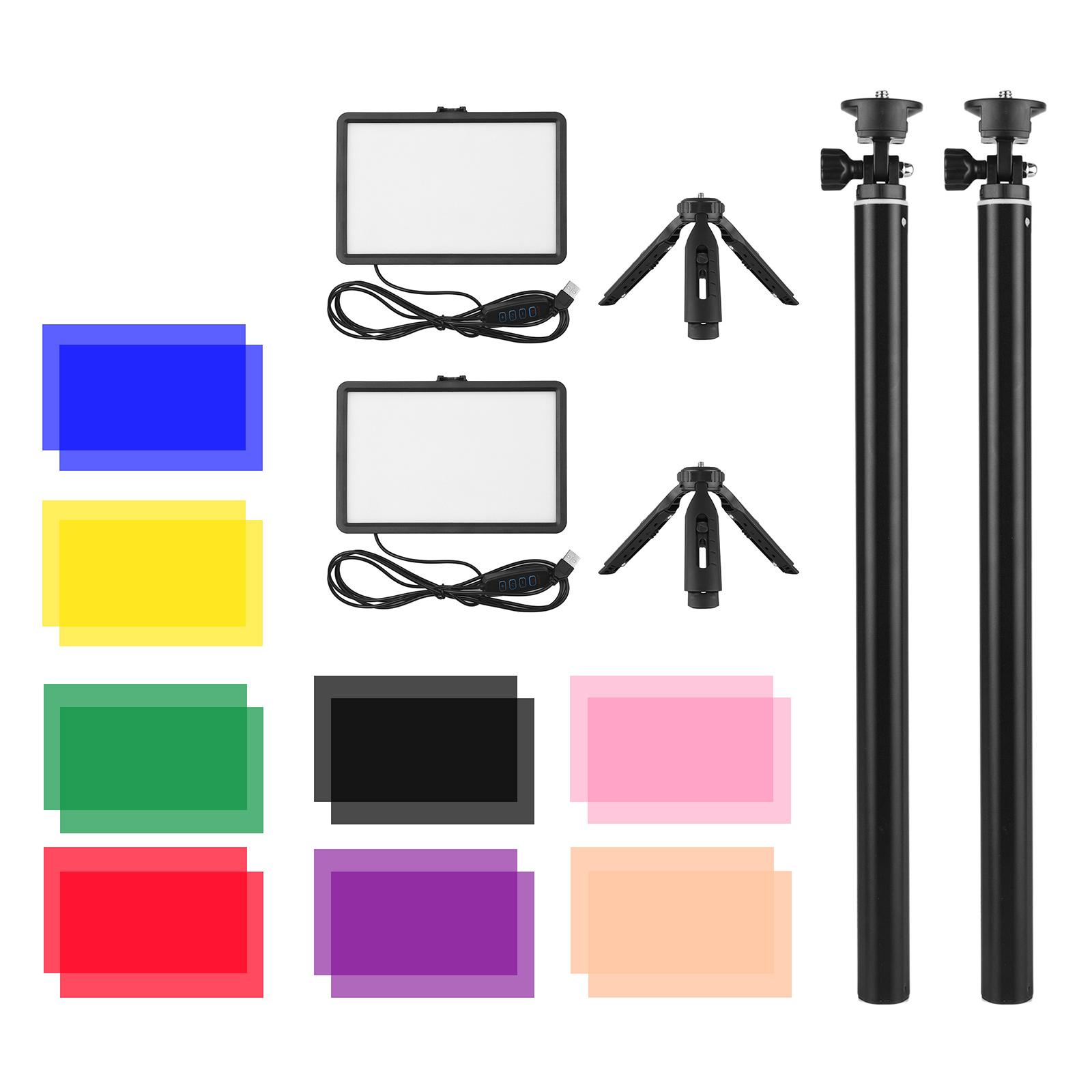USB LED Video Light Kit Conference Light with 2 * LED Fill Light + 2 * Extendable Tripod + 16 * Color Filters