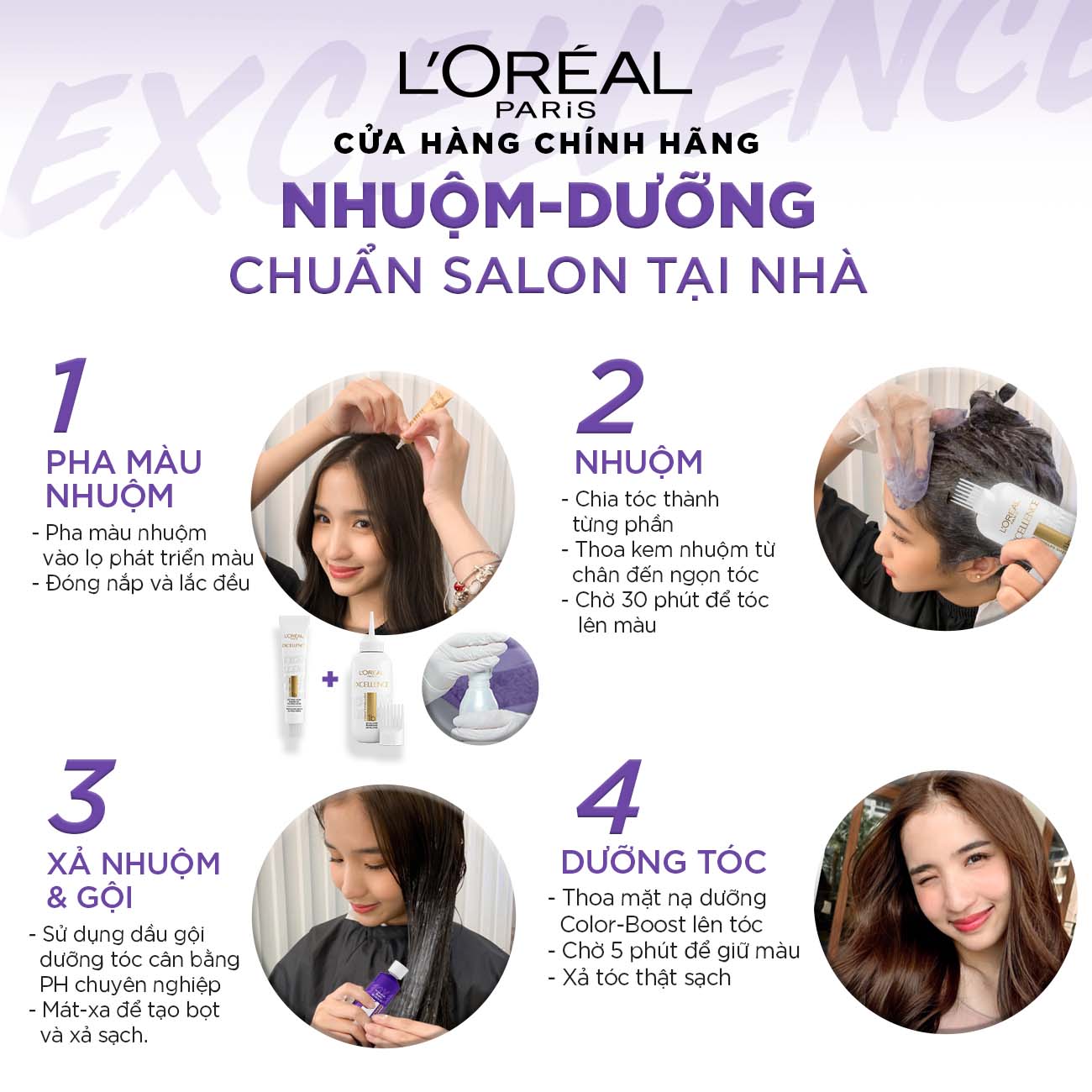 Kem nhuộm nâng sáng 4 tông L'Oreal Paris