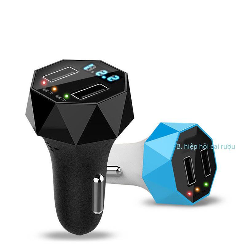 Giao hàng nhanh cho ô tô USB 2 cổng sạc ô tô màn hình hiển thị kỹ thuật số gương điện áp thấp báo động thông minh điện thoại di động sạc ô tô 5V3.1A sạc nhanh