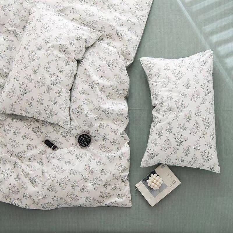 Set Cotton living 100%cotton Hàng Nhập Khẩu Cao Cấp 4 Món Hoa nhí trắng Vintage