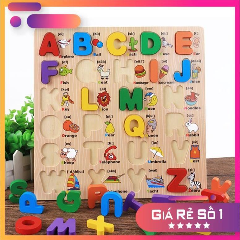 Bảng Chữ Cái Song Ngữ HCM Đồ Chơi Gỗ Bảng Chữ Cái Nổi In Hoa Song Ngữ Bằng Gỗ Giúp Bé Học Tiếng Anh