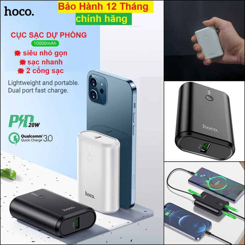 Cục Sạc Dự Phòng Mini HOCO Q3 10,000Mah chính hãng– Công nghệ sạc nhanh QC 3.0 – Sạc 2 máy cùng lúc – Pin Sạc Dự Phòng Siêu Nhỏ bh 12 tháng – Pin Dự Phòng chính hãng – Pin Dự Phòng Mini – Cục Sạc Dự Phòng Hoco có đèn led hiển thị pin