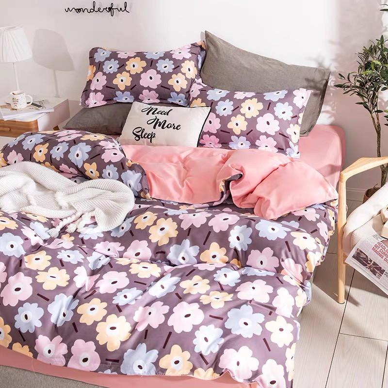 Chăn Ga Gối Đệm -Sét Chăn Ga Gối Hoa Ngũ Sắc PolyCotton Punpu3051