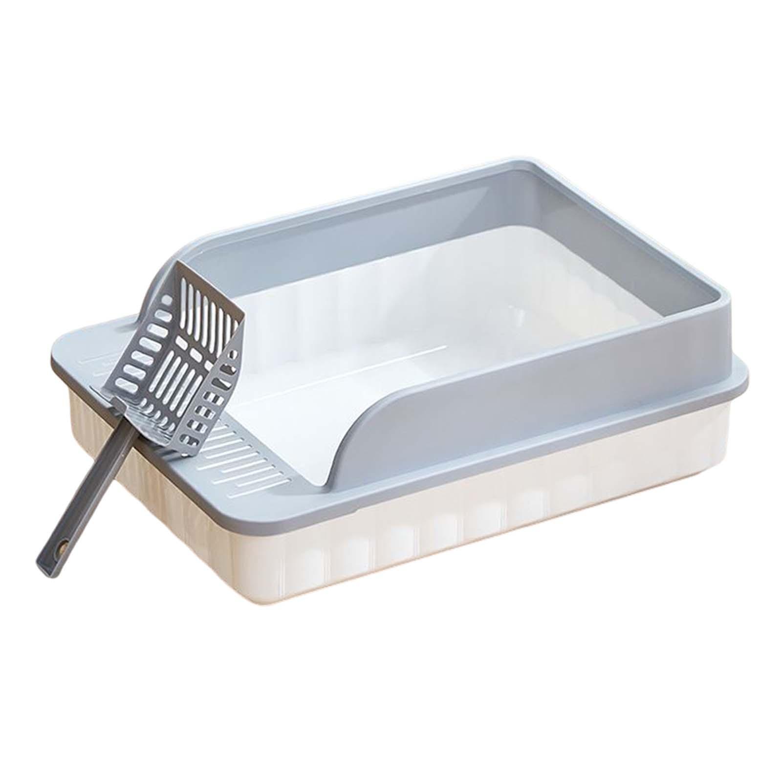 Semi Closed Cat Litter Box Durable Pet Litter Tray Cat Toilet Litter Pan