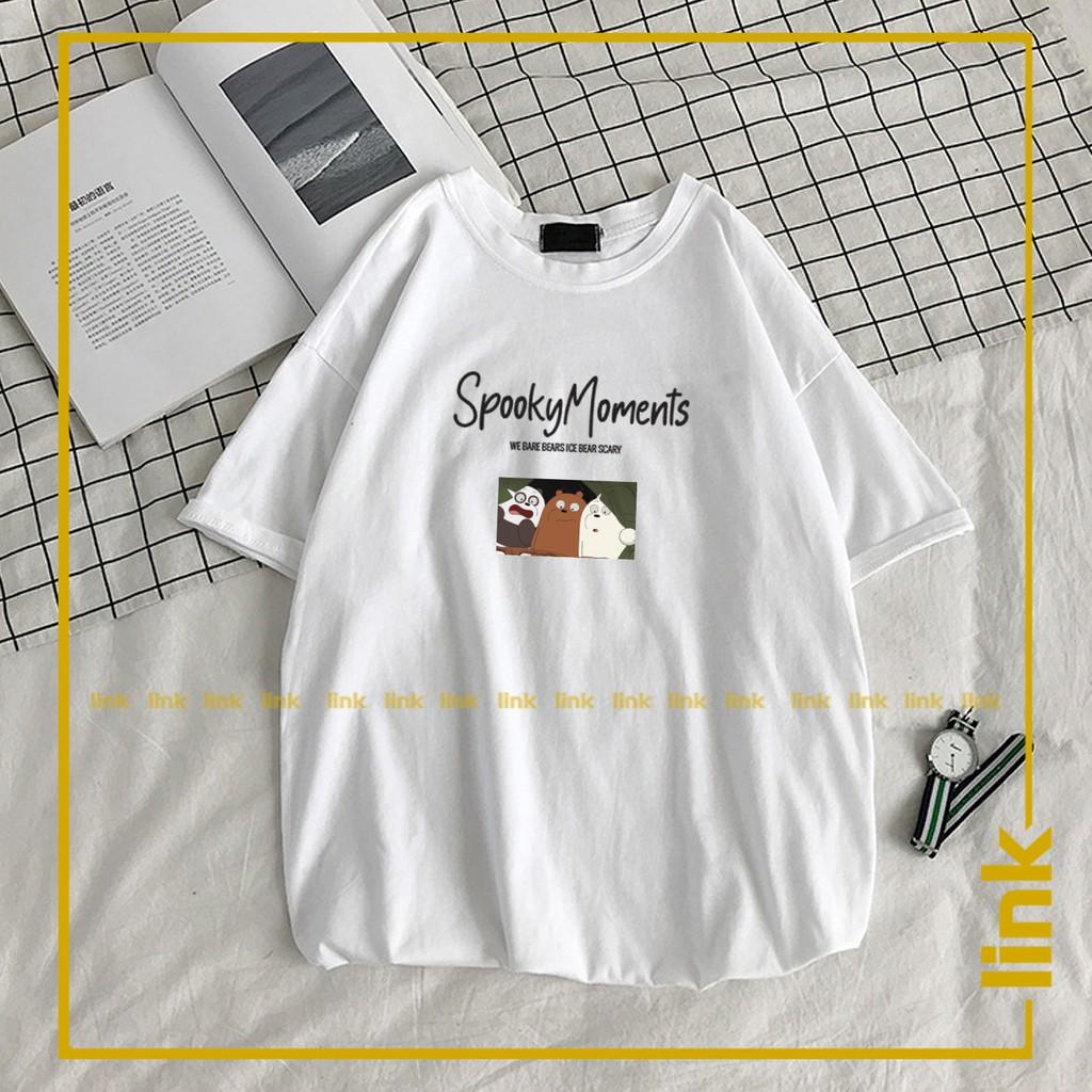 Áo thun WE BARE BEARS - SPOOKY MOMENTO cute hạt me unisex tay lỡ