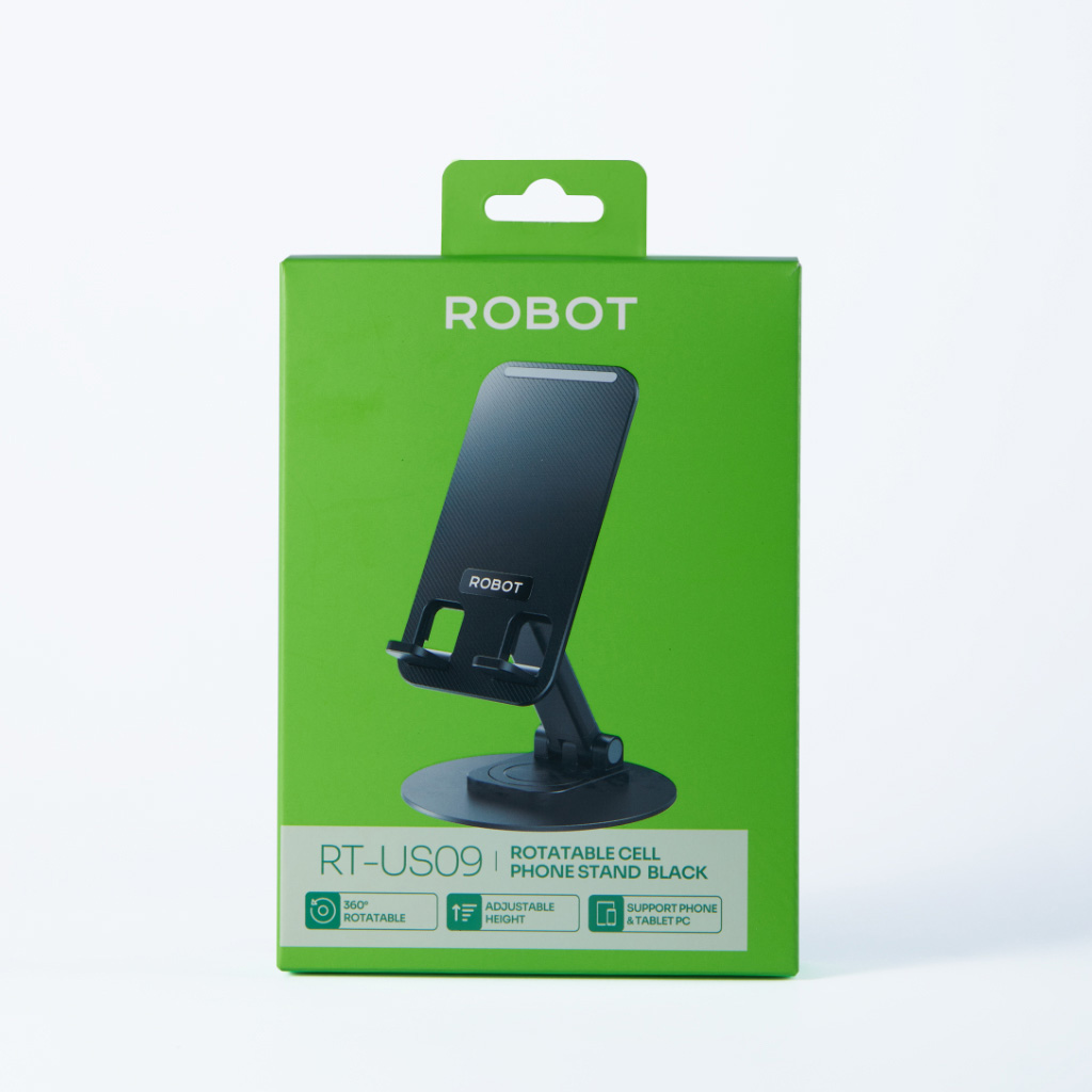 Giá Đỡ Điện Thoại ROBOT Xoay 360 Độ Thiết Kế Gấp Gọn Tương Thích Máy Tính Bảng RT-US09 - HÀNG CHÍNH HÃNG BH 12 THÁNG