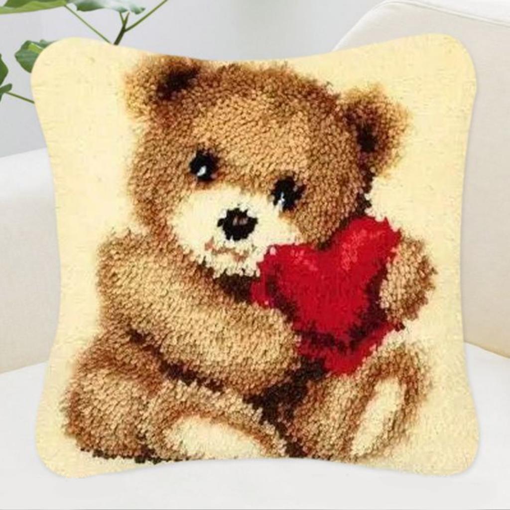 1 Set Latch Hook Rug Making Kits for Adults Tiger Pattern Cushion Embroidery