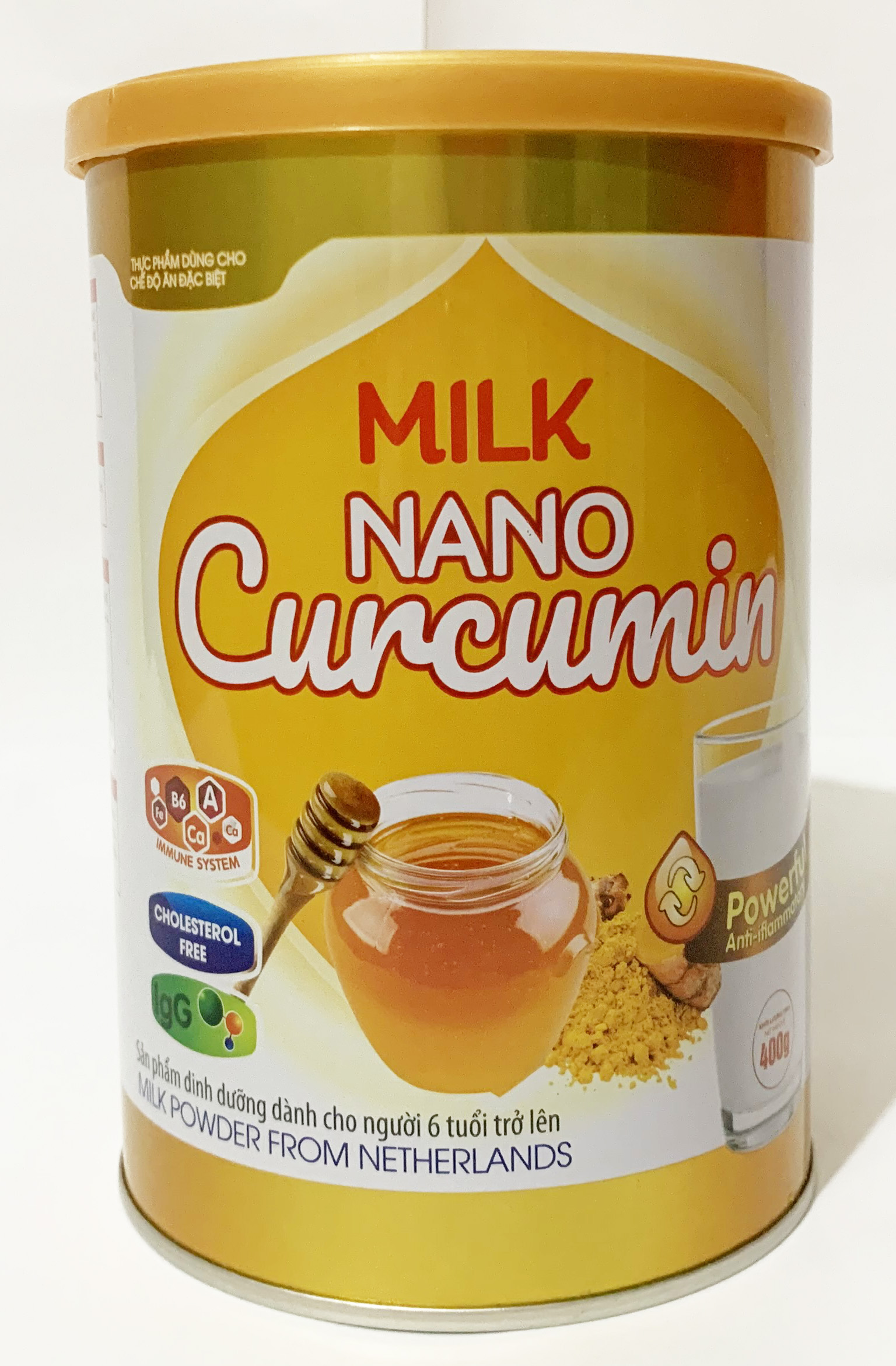 Sữa bột Nano Curcumin - Halan Milk - Sữa Ong Chúa, giảm cholesterol, tái tạo da, hỗ trợ dạ dày - 400gr