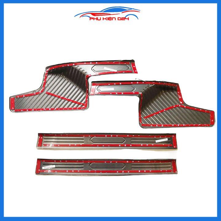 Bộ nẹp bước chân trong ngoài vân Cacbon xe CRV 2018-2019-2020 chống trầy làm đẹp ô tô