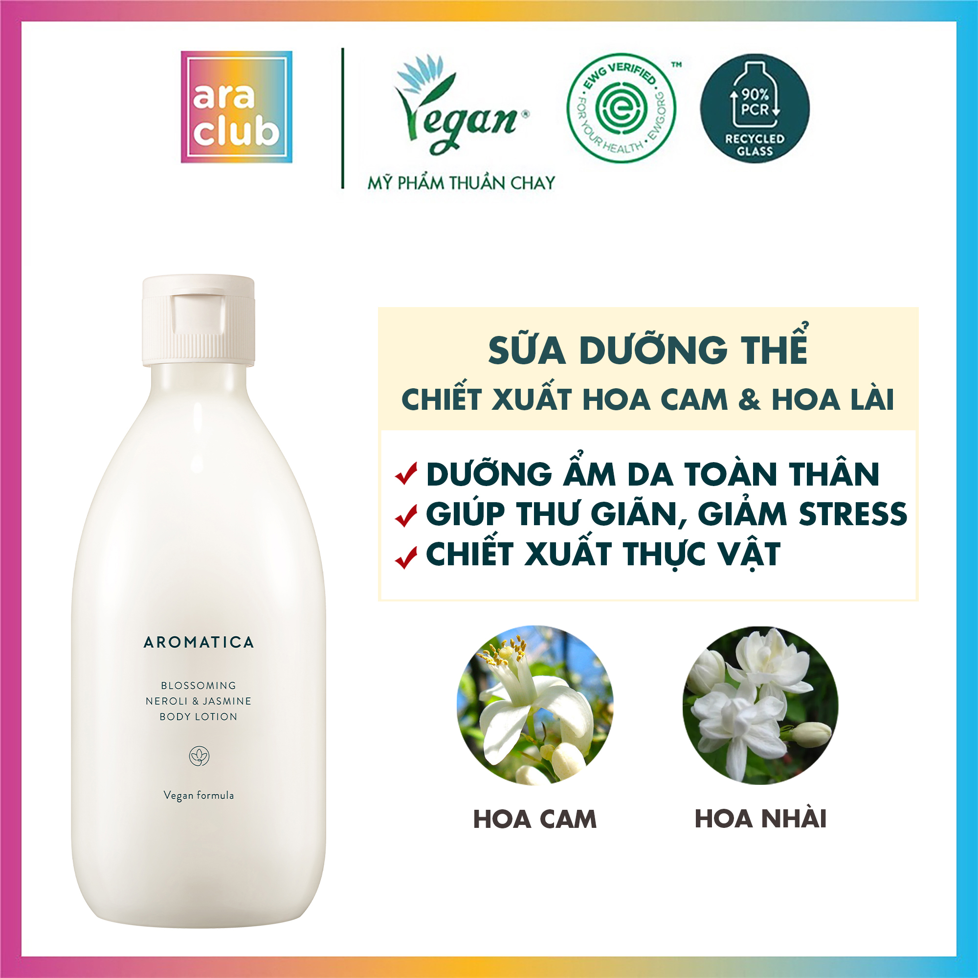 Sữa Dưỡng Thể Trắng Da Aromatica Blossoming Body Lotion Neroli &amp;amp; Jasmine 300ml