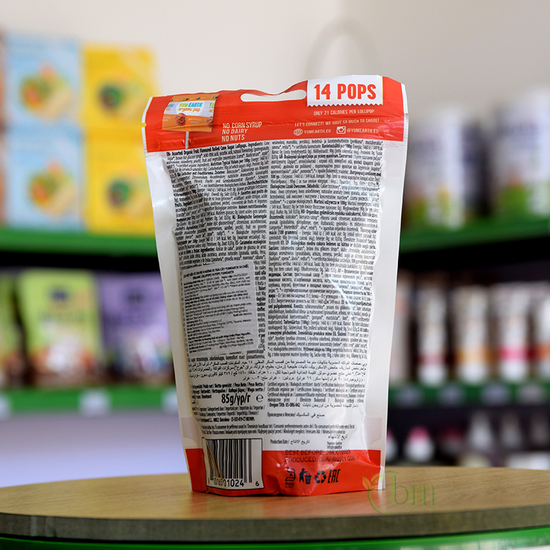 Kẹo mút hữu cơ cho bé 4 hương vị trái cây Yumearth 14 chiếc