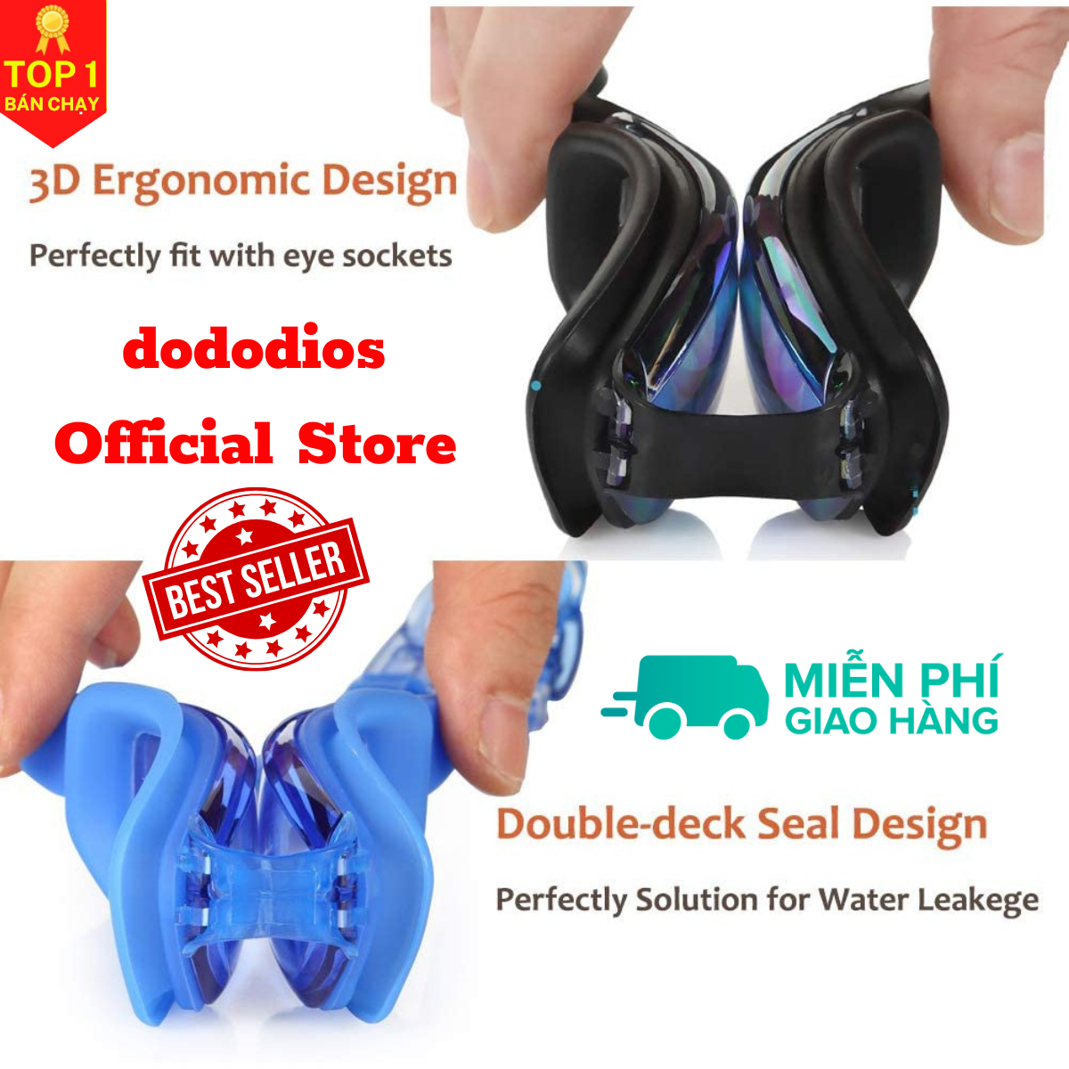 Kính bơi cận có độ (Màu Đen/Hồng) độ cận thị từ 1.5 độ đến 8.0 độ dododios mắt kính cản tia UV hạn chế sương mờ, kính bơi cận thị cho người lớn, kính bơi cận cho người lớn - Hàng Chính Hãng dododios 