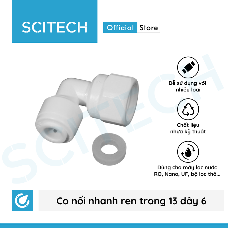 Co nối nhanh ren trong 13/21 ra dây 6 hoặc ren trong 21 ra dây 10 dùng trong máy lọc nước - Hàng chính hãng