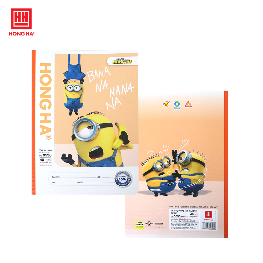 Vở 4 ô ly Hồng Hà School Minions 48 trang - 0596