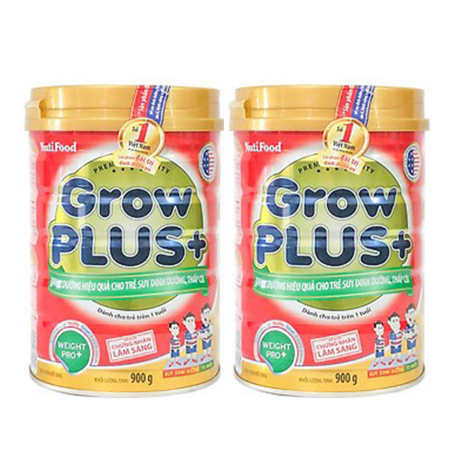 Combo 2 hộp Sữa bột Nutifood Grow Plus + Đỏ 900g - Sữa cho trẻ 1-10 tuổi bị suy dinh dưỡng