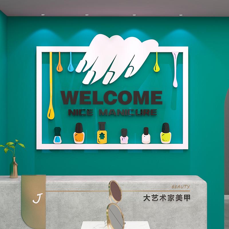 Tranh mica dán tường - Welcome trang trí cửa hàng nail, làm móng, tiệm làm đẹp