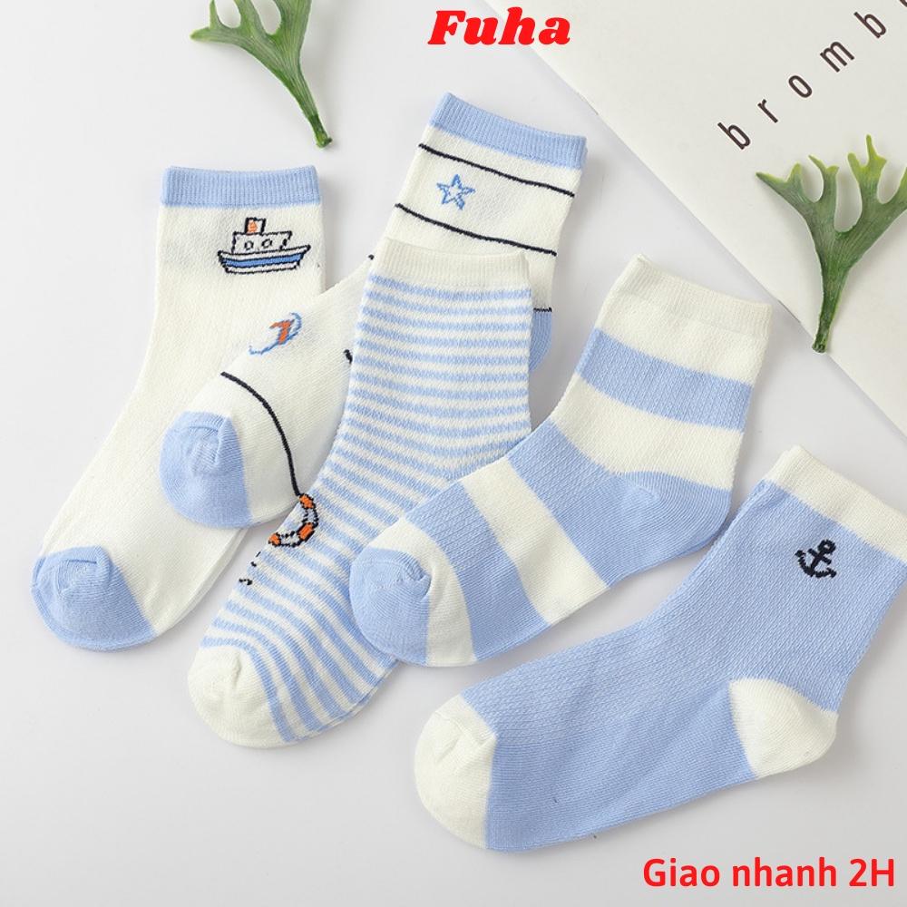 Tất cổ cao cho bé Fuha, vớ họa tiết nhiều màu đáng yêu dành cho bé từ 0 đến 12 Tuổi