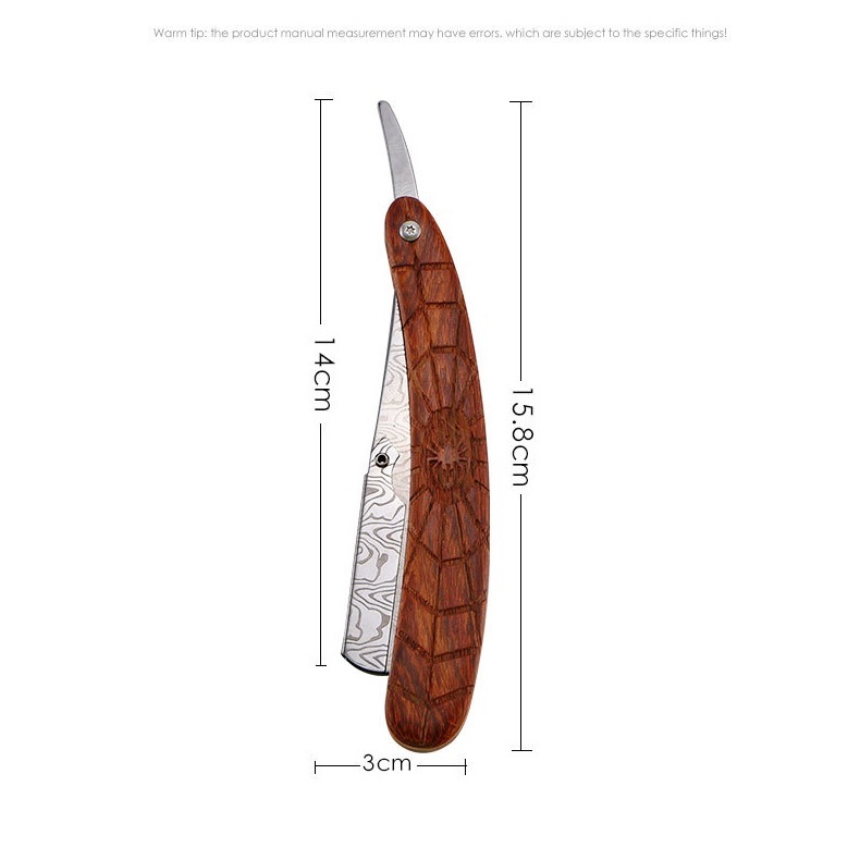 Dao Cạo Râu Vân Damascus Cán Gỗ Cao Cấp