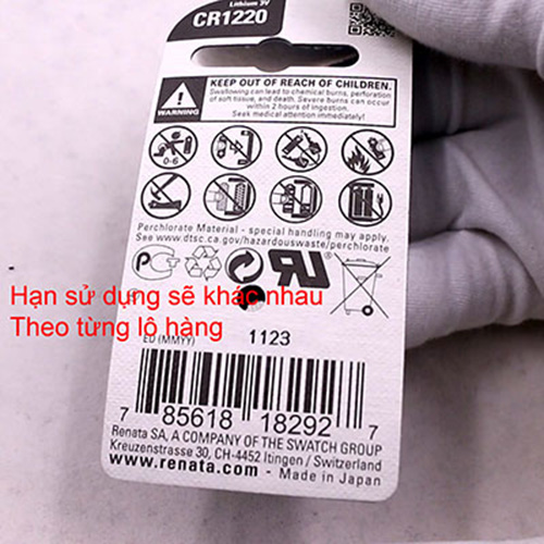 Pin Đồng Hồ Lithium 3V Mã CR1220 Chính Hãng Thụy Sỹ - Vỉ 1 Viên