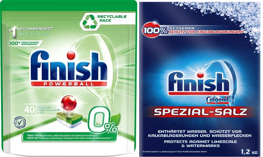 Combo Viên rửa bát Finish Hữu cơ 40 viên+ Muối Finish 1.2kg