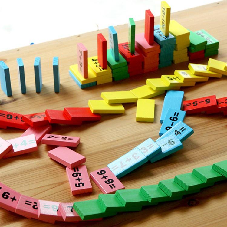 Domino 110 quân bằng gỗ kèm que tính. Domino Toán Học - Phép Tính Toán Học Domino Bằng Gỗ.
