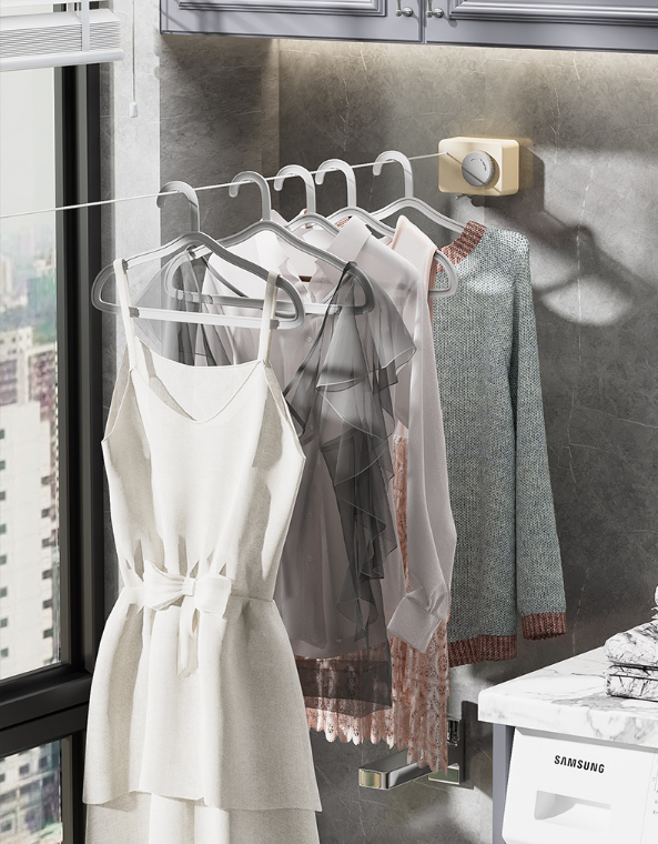 Móc Treo Phơi Quần Áo Dây Cáp Chịu Lực Invisible Hangers Clothesline cao cấp 4.2m