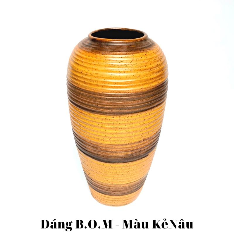 Bình hoa gốm sứ cao trên 30cm Dáng Vò cao, lọ gốm sứ Bát Tràng, phong cách mộc mạc dùng cắm sen, các loại hoa dáng cao