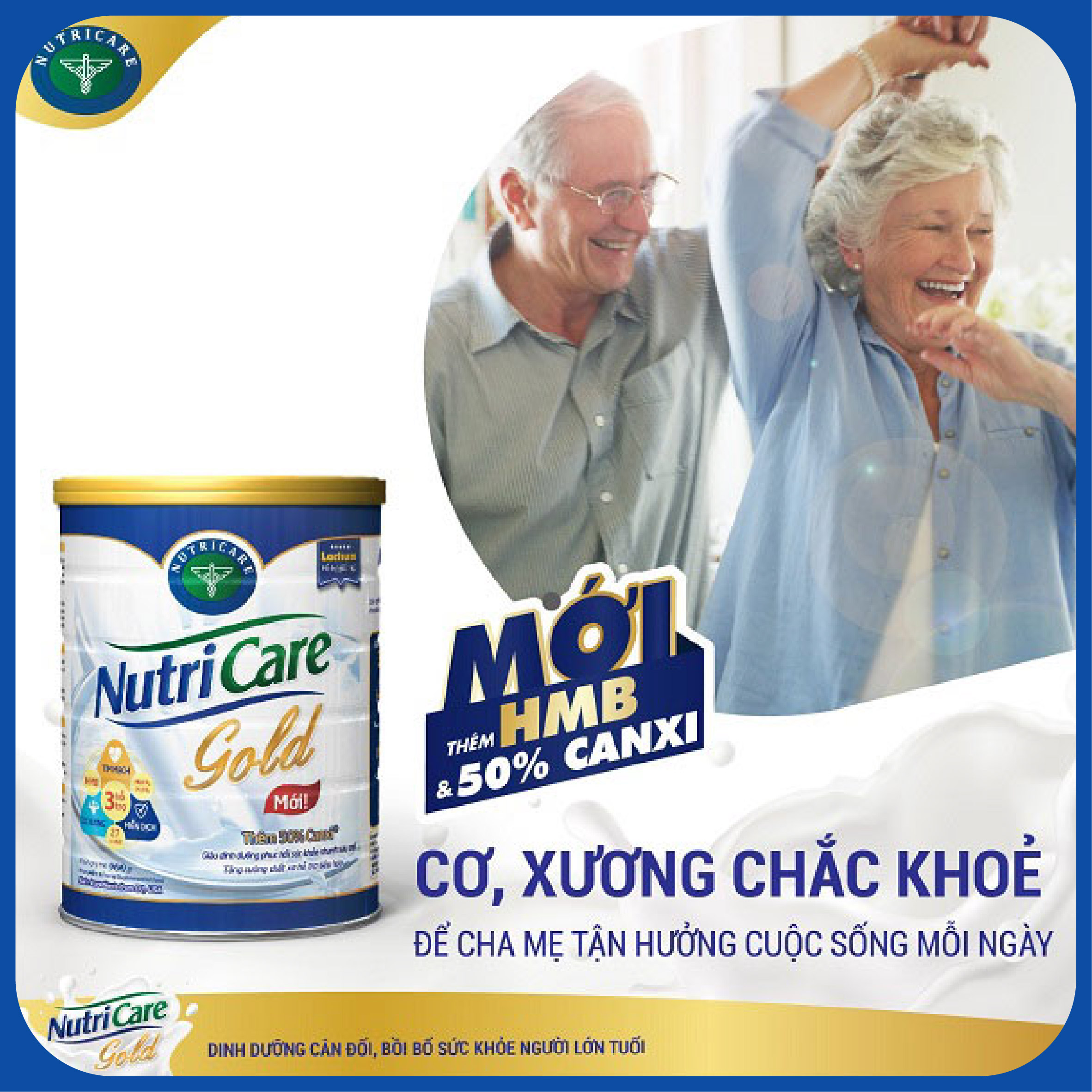 [Tặng 2 lọ yến] Sữa bột NutriCare Gold dinh dưỡng cho người lớn tuổi 900g