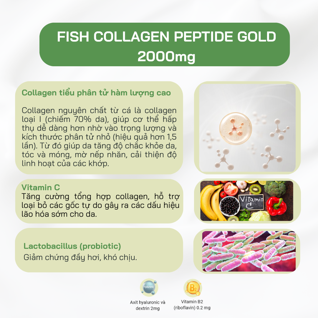 Fish Collagen Peptipe Gold 2000mg - Sante365 - Thực phẩm bảo vệ sức khỏe