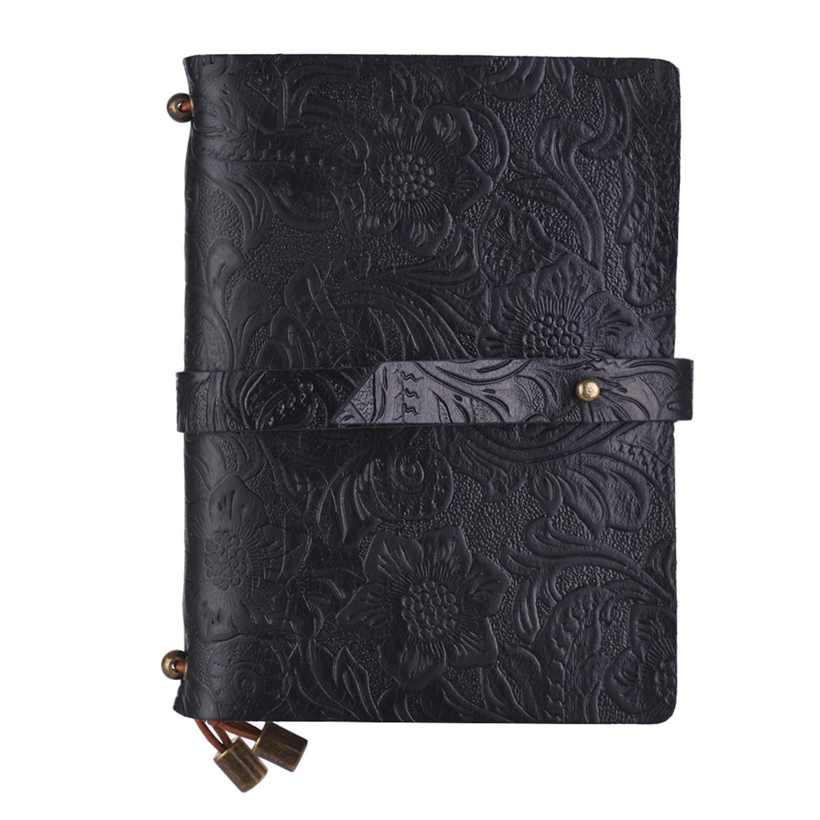 Leather Vintage Embossed Pattern Travel Journal Notebook Lined Blank Grid Paper Diary Refillable Notepad Gift for Men &