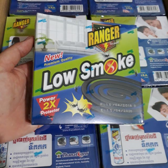 Combo 4 Hộp Nhang Muỗi Thái Lan Ranger Low Smoke (ít khói) - Mùi hương dễ chịu ( Tặng 1 Hộp )