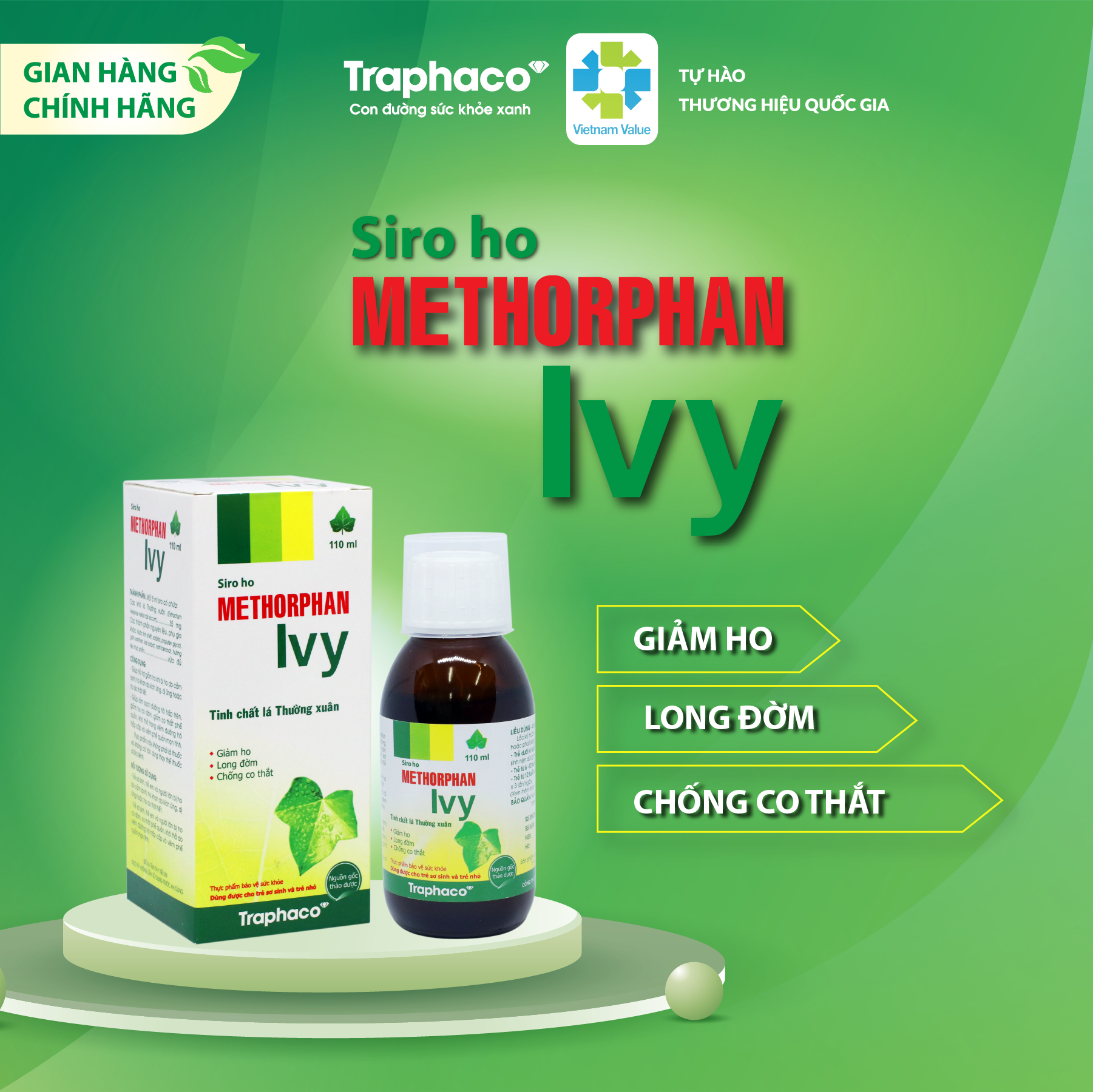 METHORPHAN IVY - GIẢM HO - LONG ĐỜM - CHỐNG CO THẮT